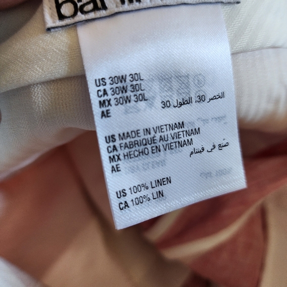 Bar lll Linen Pink Pnats Size 30w 30in Inseam New With Tags - Picture 2 of 5